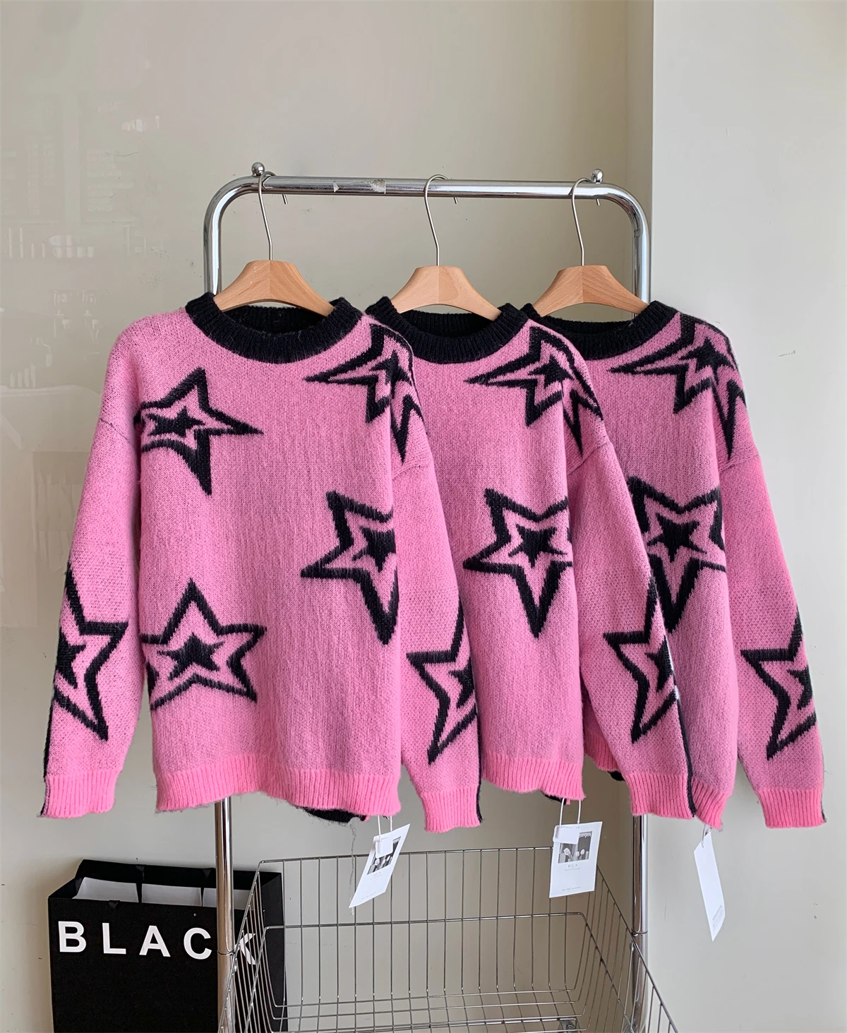 All-Matching Sweater Women Autumn and Winter Clothing Star Painting Y2K Hot Girl Design Fashion Streetwear Loose Sweater Top