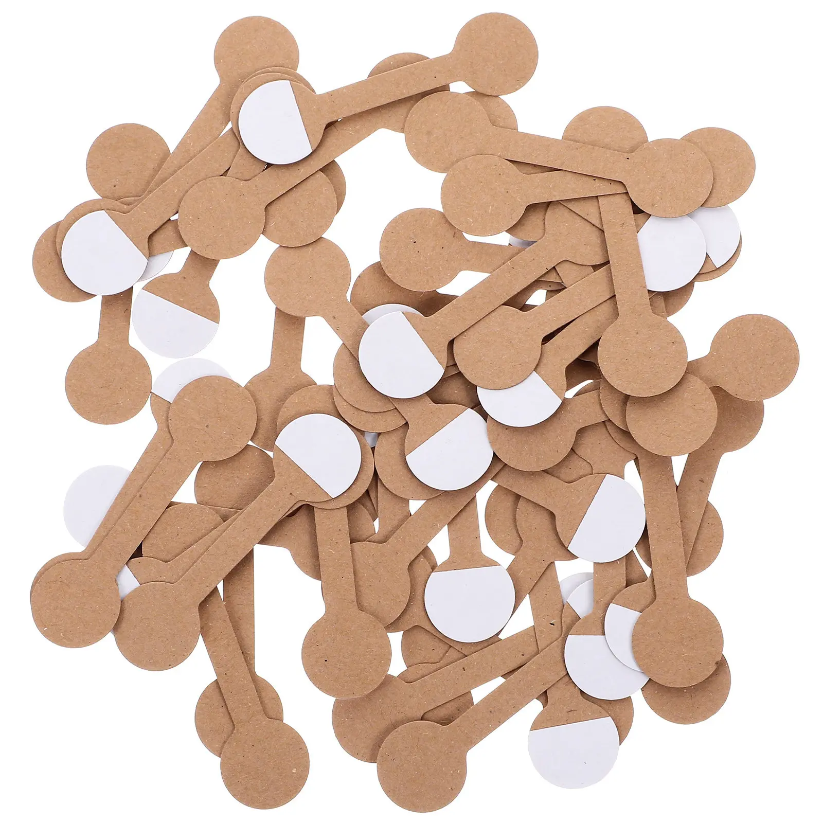 

100Pcs White Kraft Paper Price Display Tags Adhesive Round Label Stickers for Jewelry Marking Ring Pricing Stock Management