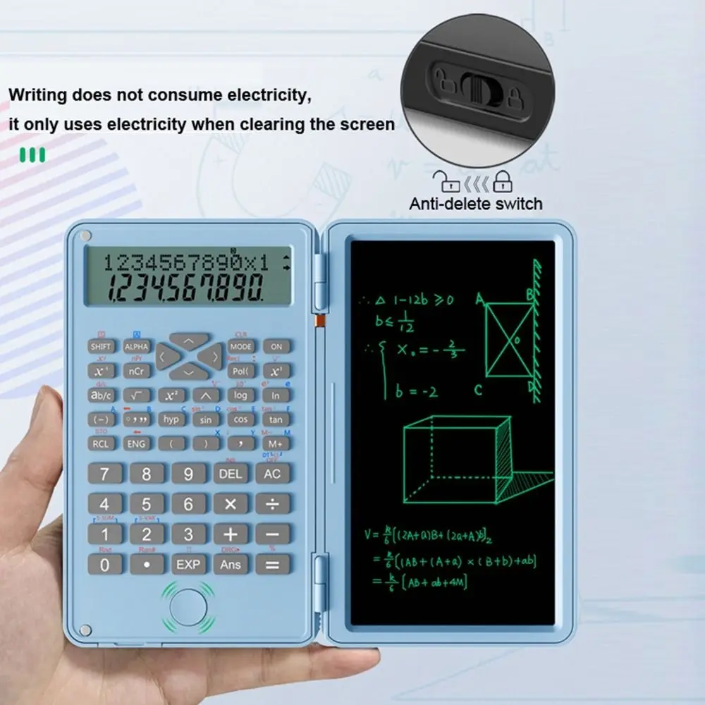 

3 in 1 Scientific Calculator 6-inch Foldable Office LCD Drawing Pad Large Screen Display Multifunctional Digital Writing Tablet