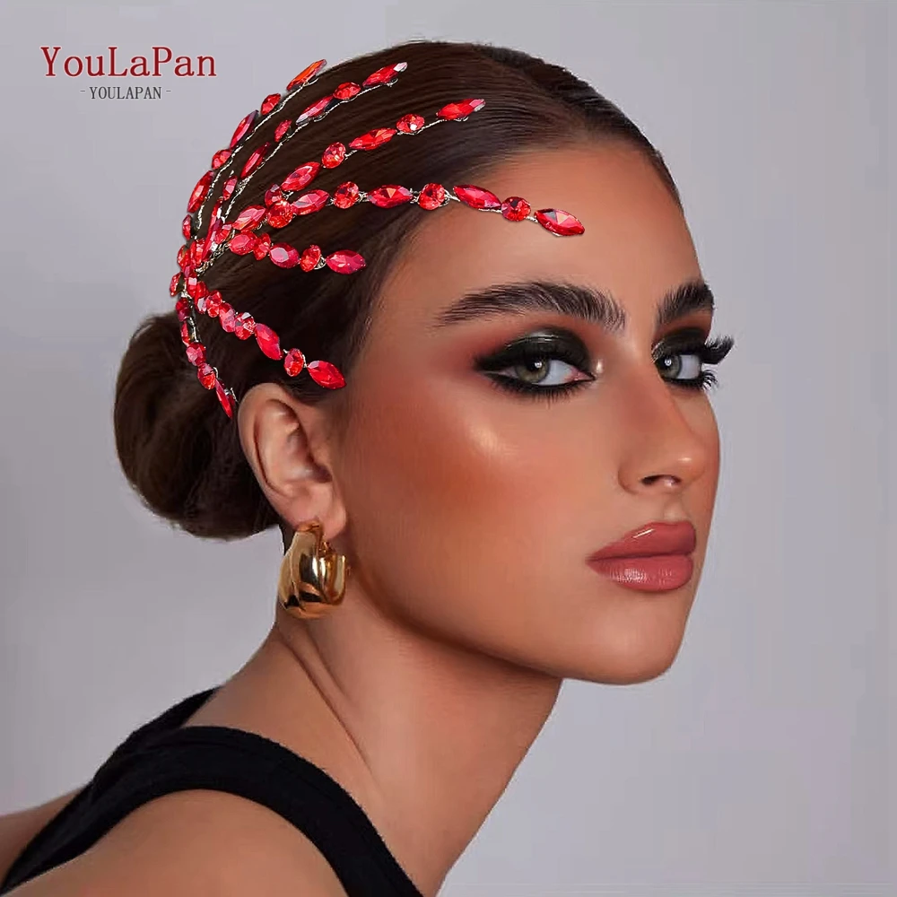 YouLaPan Colorful Rhinestone Headwear Bride Wedding Headpiece Bridesmaid Hair Accessories Handmade Headband Shiny Hairwear HP902