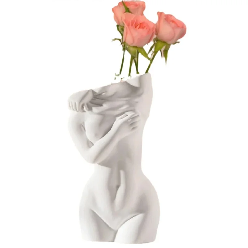 Vase en résine de règle nordique, sculpture de corps féminin en céramique, vase pendentif, décor de bureau, fleur séchée de Gand ement