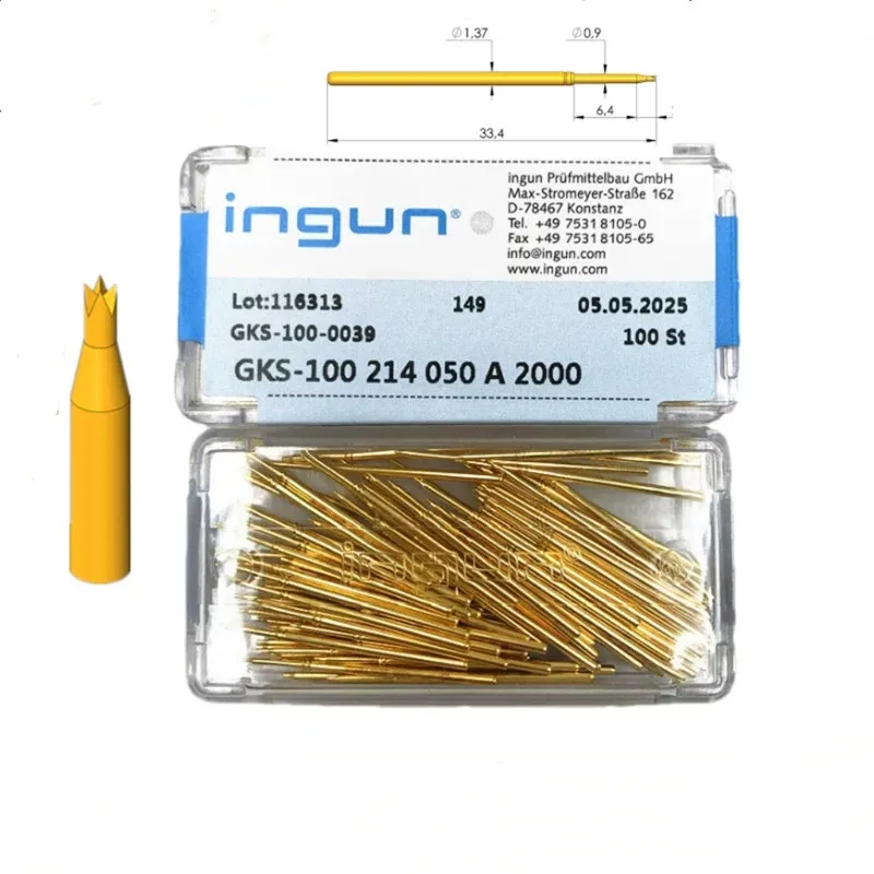 

INGUN British Steel Probe GKS100 214 050 A2000/A3000 Four-jaw Plum Blossom Head 1.36mm Spring Test Needle For ICT Test