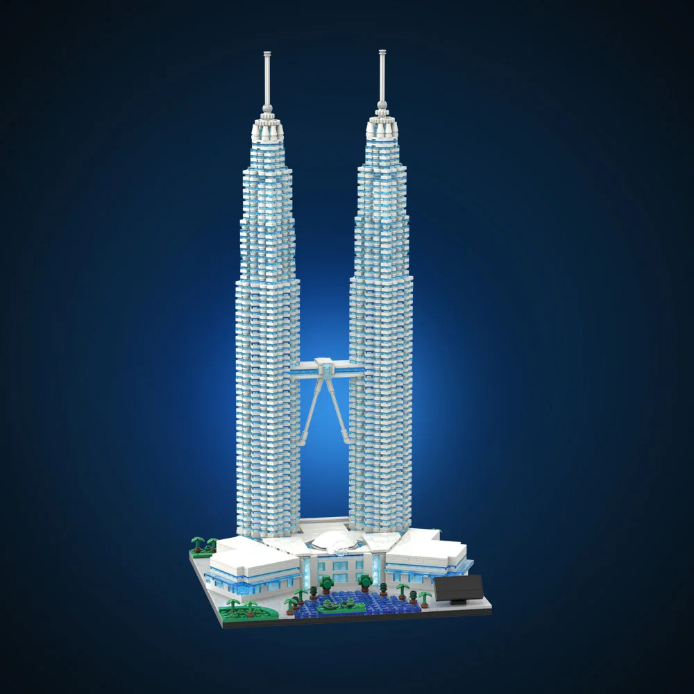 

MOC Petronas Twin Towers Building Blocks Model Petronas Twin Towers Bricks Architecture Street View Assembly Toys Birthday Gifts