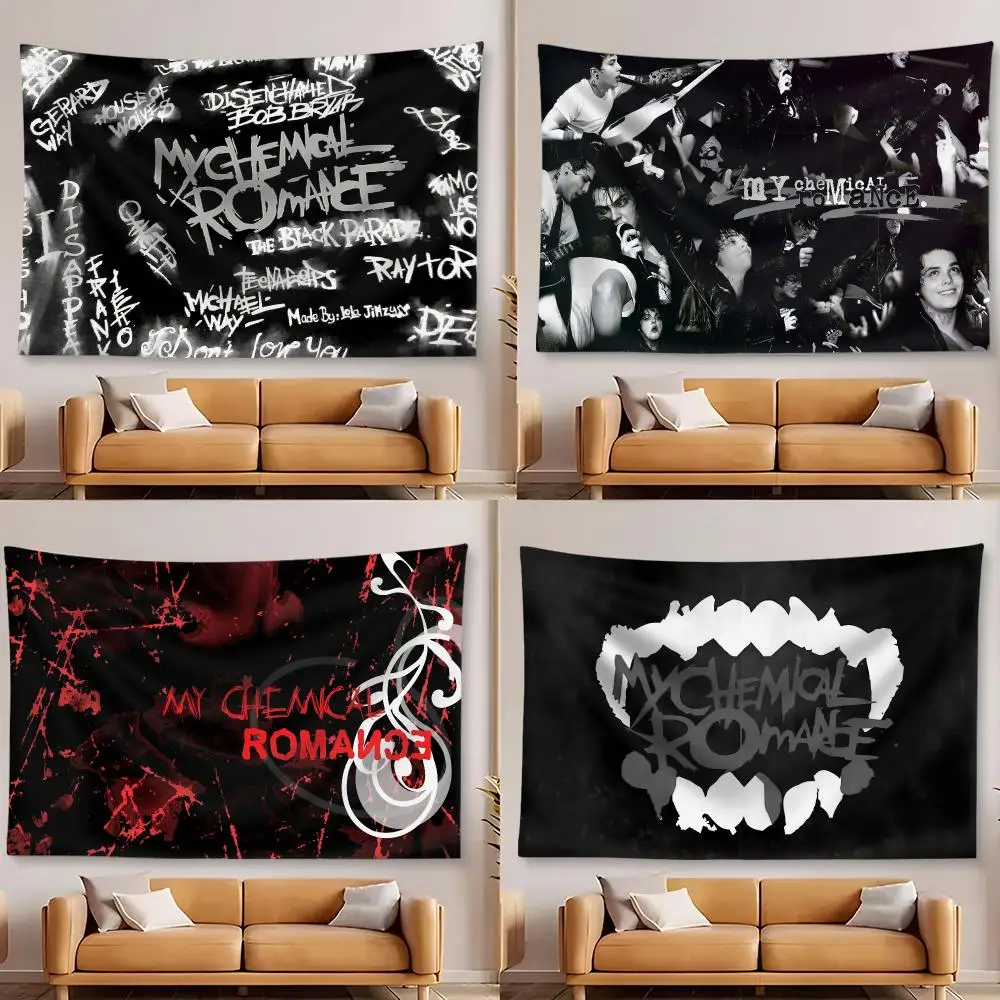My C-Chemical Romance ROCK Tapestry Custom Home Living Room Bedroom Wall Decor Wallpaper Backdrop Cloth With Clips