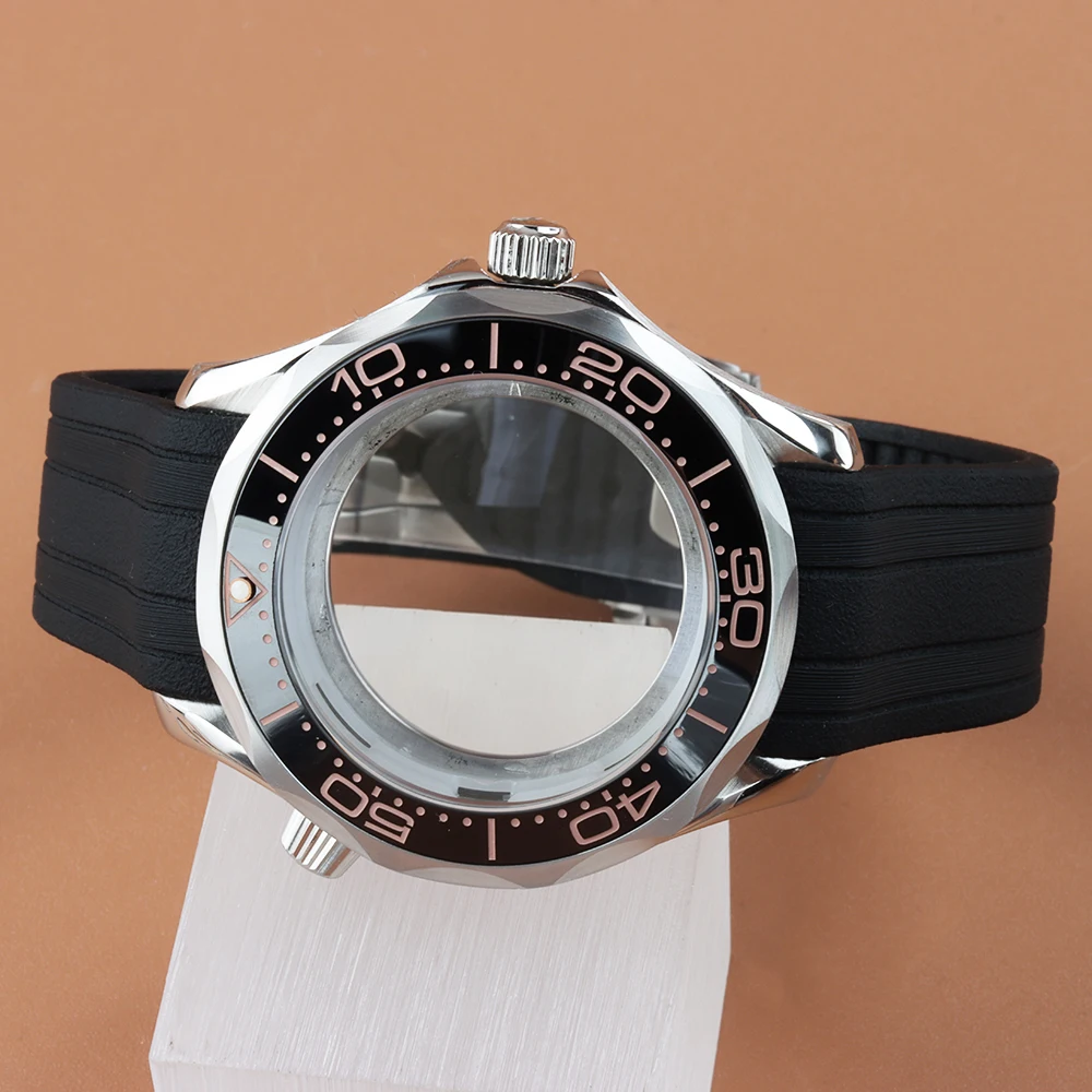 boitier-de-montre-a-lunette-noire-41mm-accessoires-de-montre-seamaster-300-bracelet-en-caoutchouc-etanche-pour-mouvement-seiko-nh35-nh36