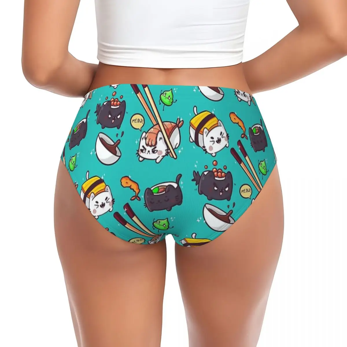 Custom Sushi Cats Panties Briefs Women's Comfort Briefs Underwear Breathable Female Underpants