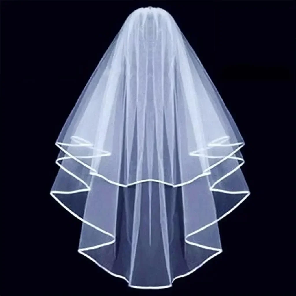 Bride's White Ivory Bridal Veil Short Two-Layer Wedding Veil with Comb Accessories 2025