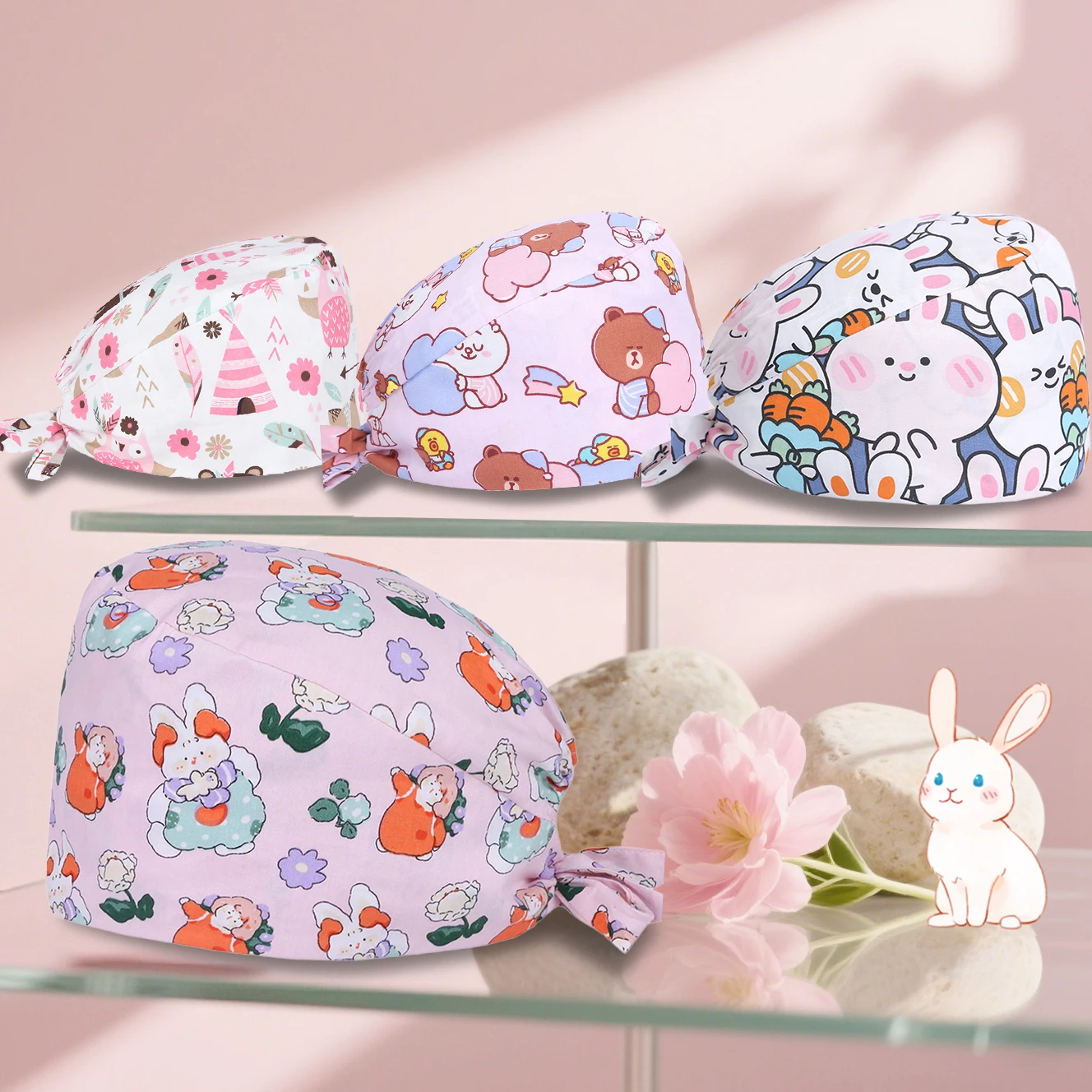 Women's Surgery Hats Cotton Clinic Nurse Caps Medical Hats Hospital Dental Doctor Beauty Salon SPAPediatric Scrub Caps M909