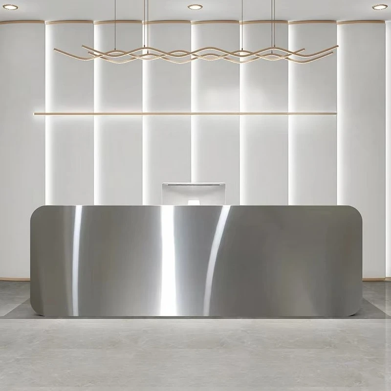 &c New Custom Stainless Steel Bar Counter Front Desk Office Company Hotel Property Medical Beauty Salon Lobby Reception Desk