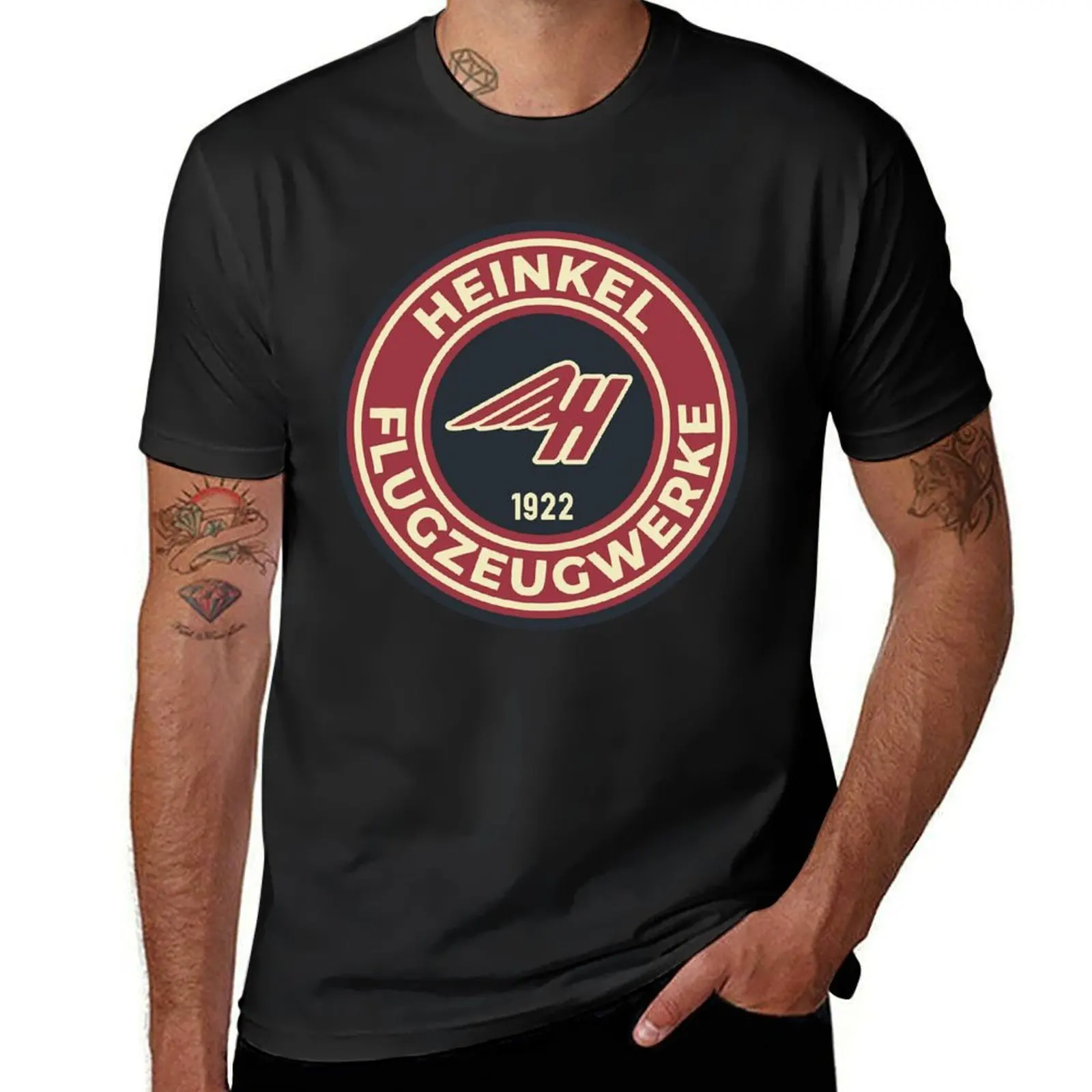 Heinkel Flugzeugwerke - Round Logo T-Shirt T-Shirt quick drying vintage tees heavyweights tshirts for men