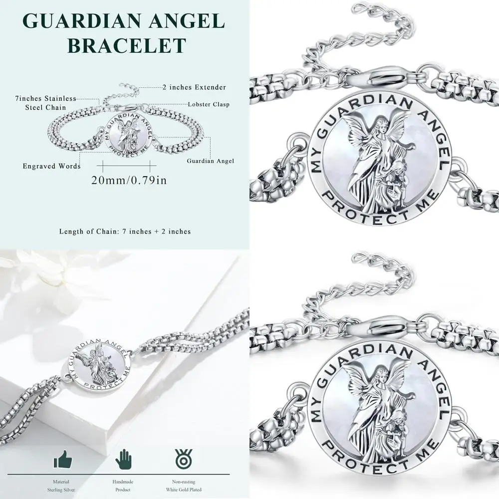 

Браслет унисекс из стерлингового серебра с святыми покровителями: Майкл, Кристофер, Бенедикт, Иуди, Джозеф, Гваделуп, Ангел-хранитель, Сан