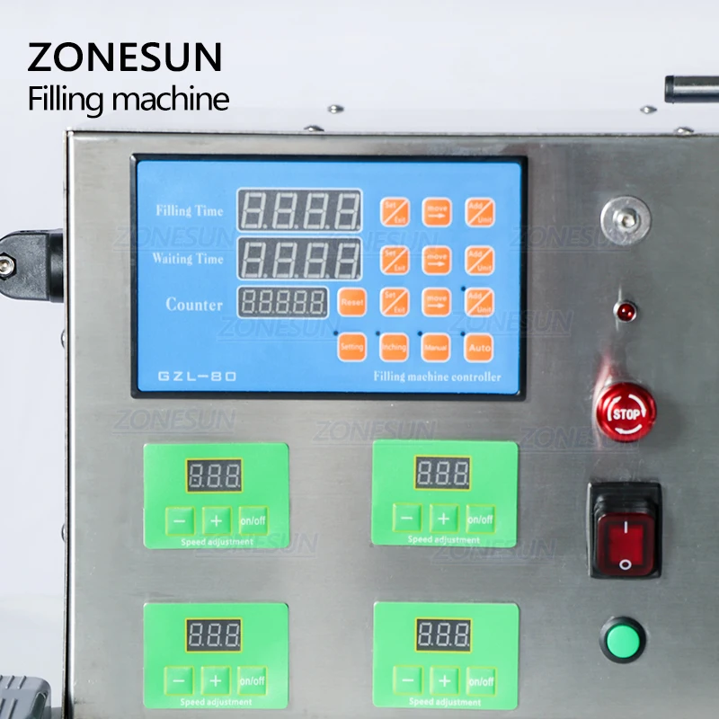 ZONESUN ZS-YTMP4S 4 Head Magnetic Pump Small Scale Bottle Tabletop Liquid Pharmaceutical Filling Machine