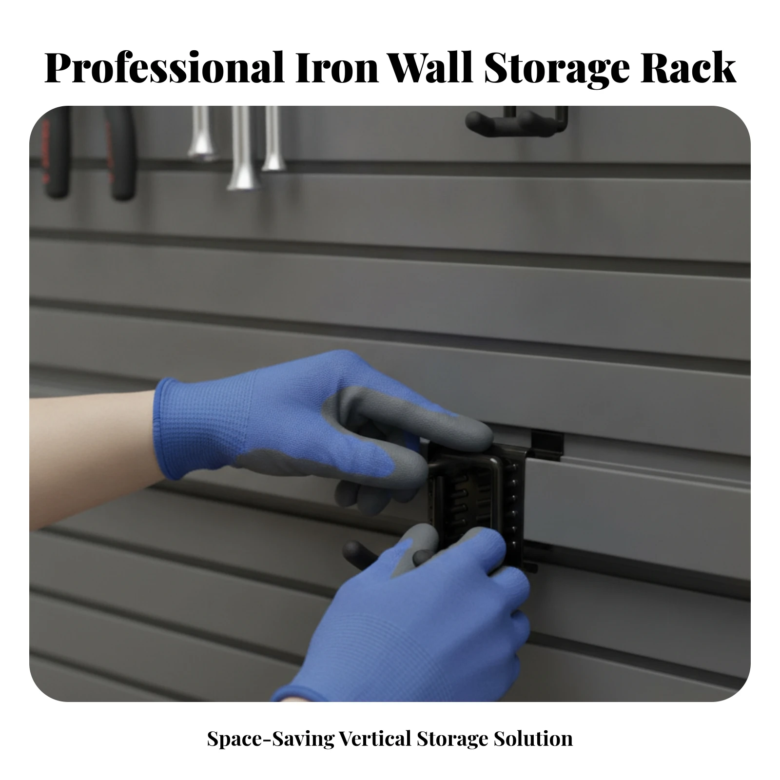 Wall-Mounted Tool Organizer Rust-Resistant Wall Mount Tool Rack with Hooks Clutter-Clear Soft-Coated for DIY Enthusiasts
