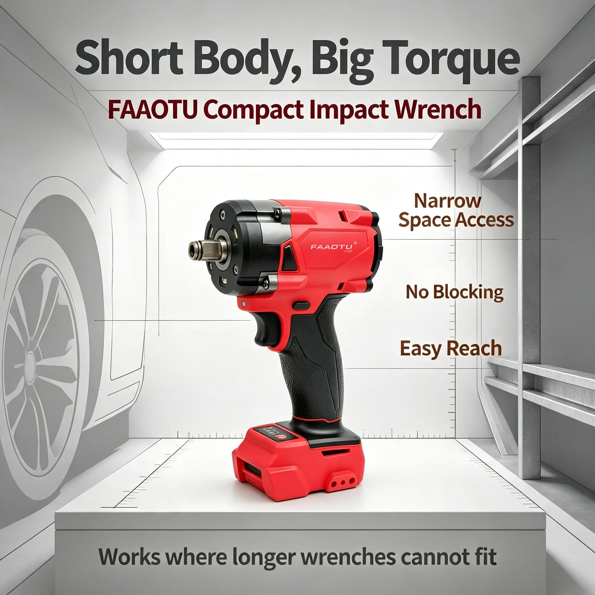 FAAOTU Brushless Fastening Implement Bare Screw‑Driving Unit Compatible With MWQ 18V Battery For Workshop Assembly Work