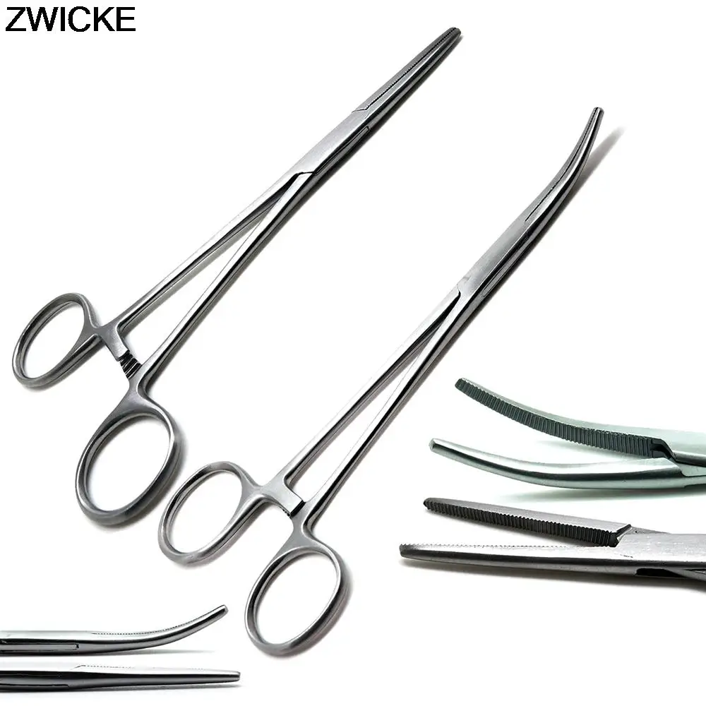 Ferramentas de mão médicas pinça hemostática clipes de cabelo para animais de estimação salvamento travamento pinça plana ferramentas curvada cabeça reta 12.5 16 18cm