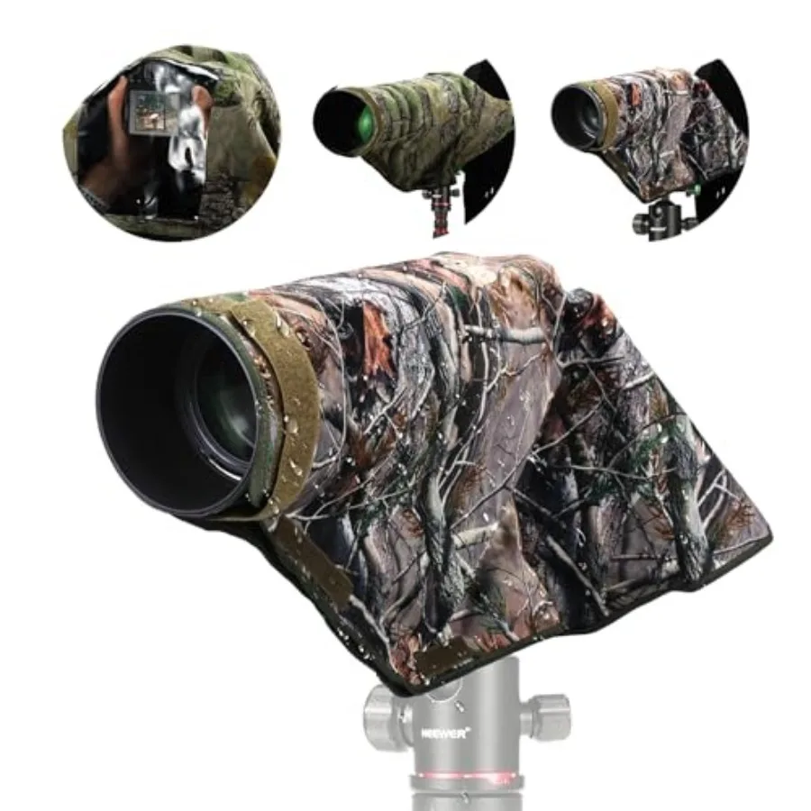 

PB020 Large Waterproof Rain Cover for Canon Sony Nikon Fujifilm DSLR Camera and Lenses up to 400 mm on Both Sides Camouflage Gr