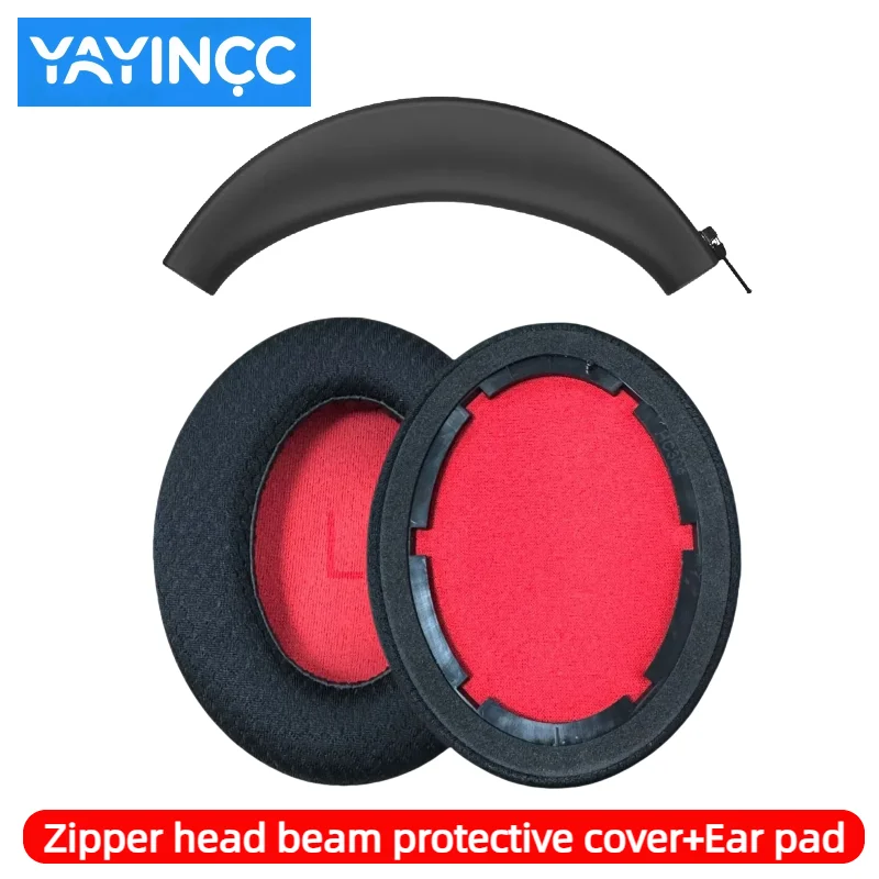 YAYINCC Replacement Ear Pads + Silicone zipper head beam protective cover for 1MORE SonoFlow Pro SE HQ51 HC905 HQ30 headset — zdjęcie produktu 6