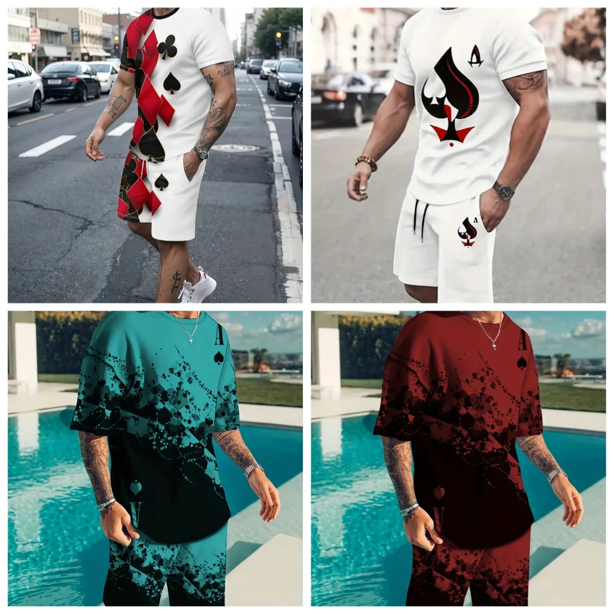 

25-26 Summer Hot-selling Fashion Trend Luxury Suit 3D Printing American Street Breathable Quick-drying T-shirt Shorts Set