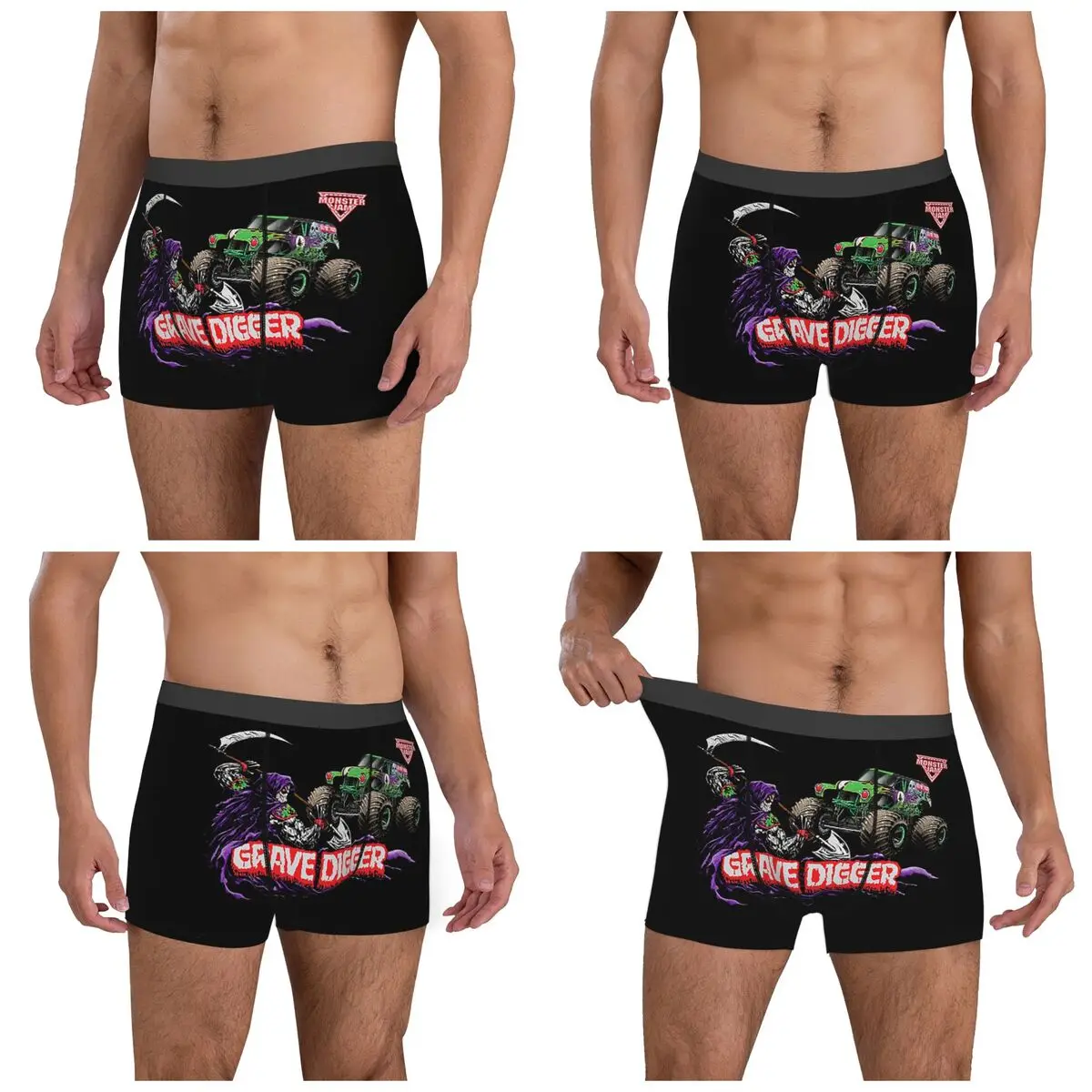Calzoncillos Boxer cortos clásicos Monster Jam Truck, bragas con patrón, ropa interior suave para hombre, regalos para novio