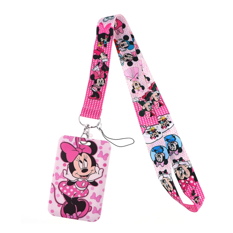 Cartoon Animation Disney Mickey Mouse Mobile Phone Lanyard PVC Card Sleeve Hanging Neck ID Card Student Campus Card Gift