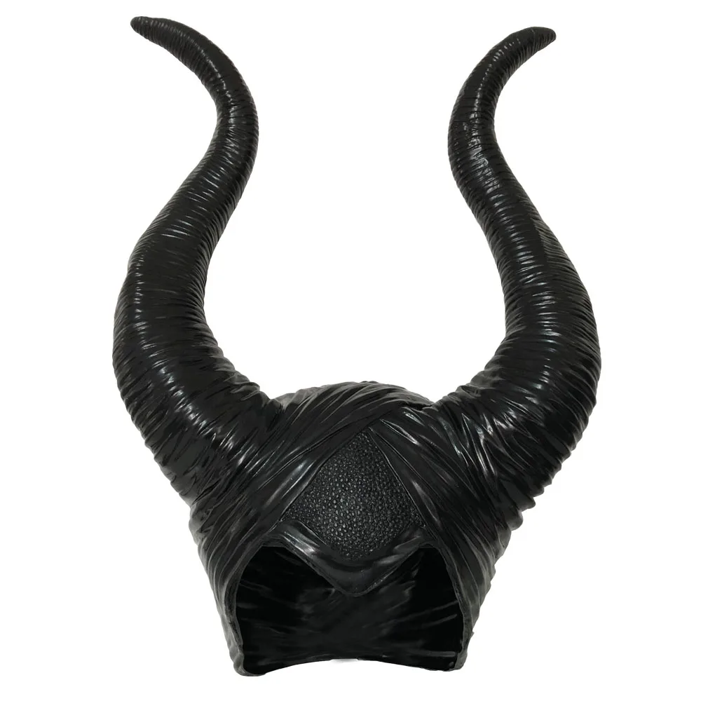 Black Queen Witch Demon Horns Hat Mask Cosplay Animal Headpiece Halloween Headdress Dress Up Party Costumes Props