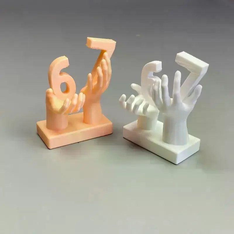 3D Printed 67 Hand Statue Unique Creative Design Smooth Finish Eco-friendly Resin Craft for Home Desk Art Decor