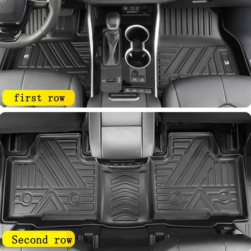 LHD Car Floor Mats Double Layer TPE Foot Pads Interior Floorliner For Toyota Highlander XU70 Refit 2023 2021 2022 Accessories