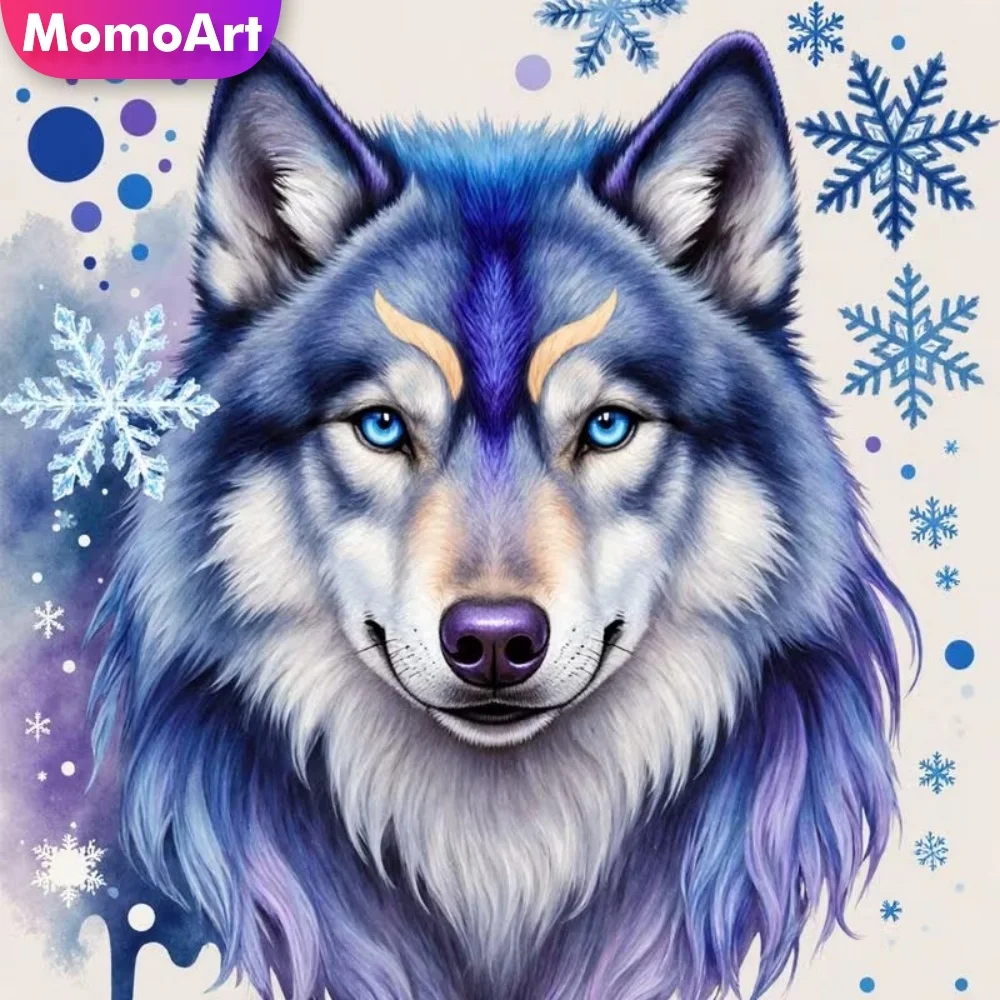 Momoart Peinture Diamant Loup Animal DIY Fournitures Artisanales Acryliques Mosaïque Diamant Chien Convient aux Débutants Loisirs Créatifs Faits Main