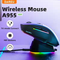 DAREU PC Gamer Mouse 12000DPI RGB Tri-mode Wireless Bluetooth Mice with Charging Dock AIM-WL Sensor for Laptop PC