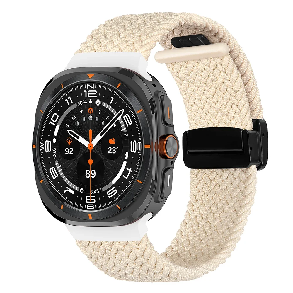 Nylon Loop Strap for Samsung Galaxy Watch Ultra 47mm Magnetic clasp Sport Band for Galaxy 47mm Ultra No Gaps Curved End Bracelet