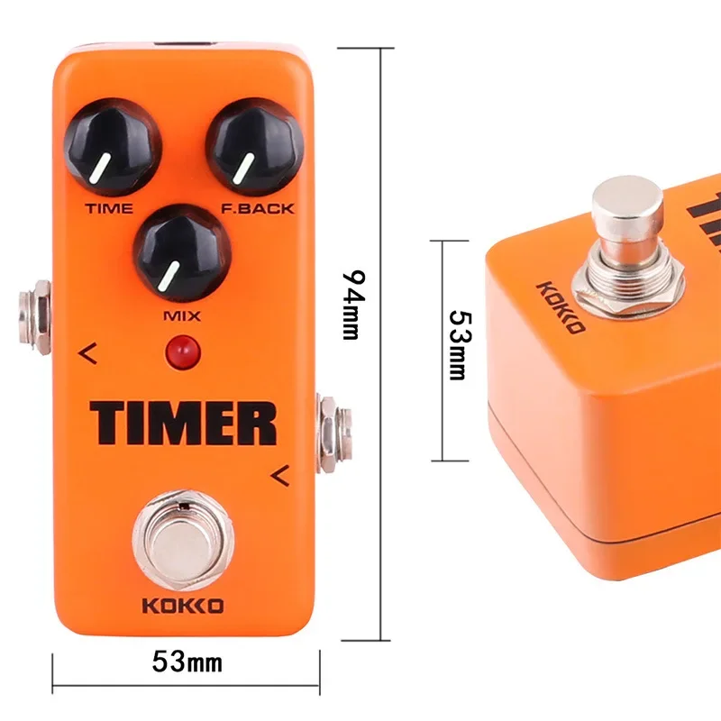 KOKKO FDD2 Classic Digital Delay Pedal Orange Timer Series with 1000ms Delay True Bypass Mini Effect for Electric Guitar/Bass
