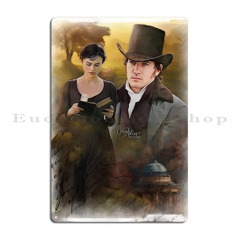 Pride And Prejudice Jane Austen Metal Plaque Poster Designer Painting Kitchen Bar Cinema Tin Sign Poster