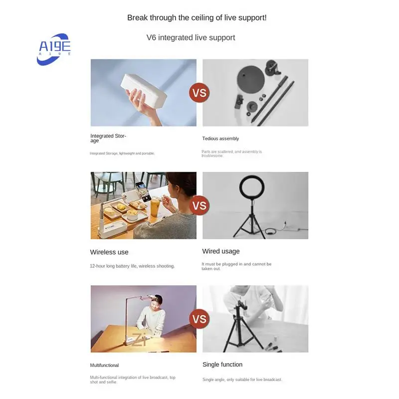 

A19E-Mobile Phone Live Broadcast Bracket Mobile Phone Recording Camera Bracket With Fill Light Pink