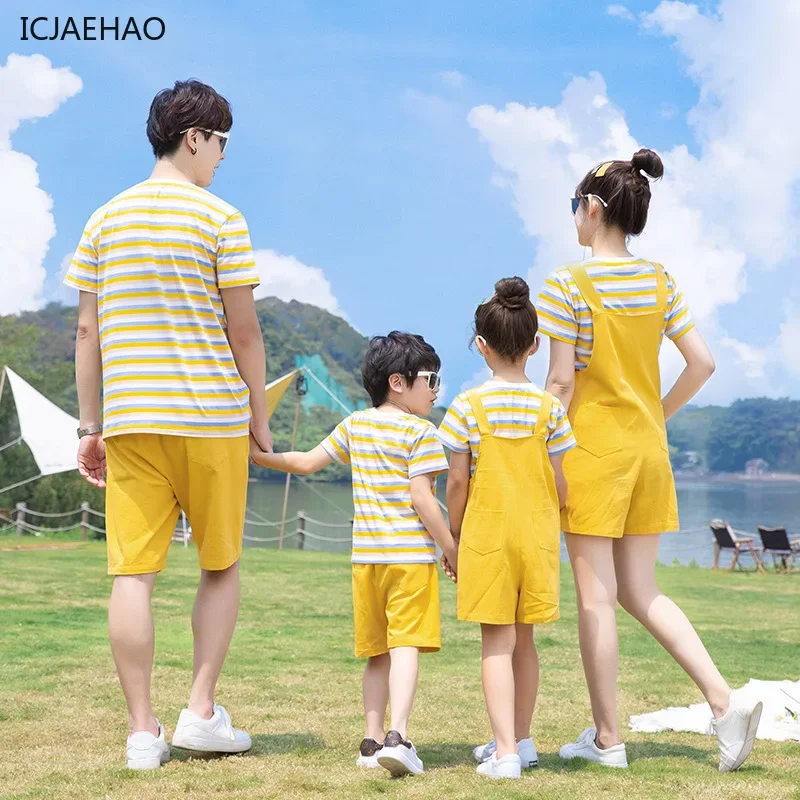 2025 Matching Family Clothes Mom Dad Daughter Son Overalls Set Denim Romper  Kids Twin Outfits Summer Jumpsuit Mother Father - view 3
