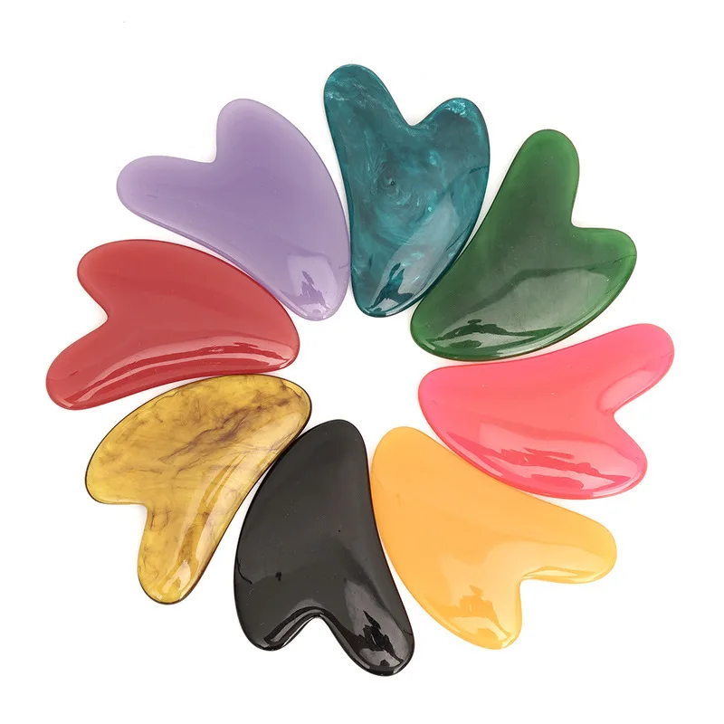 Hot Heart Rose Quartz Guasha Stone, Facial Jade Massage Scraping Board, Chin Nose Lifting Firming Skin Health Care Tool