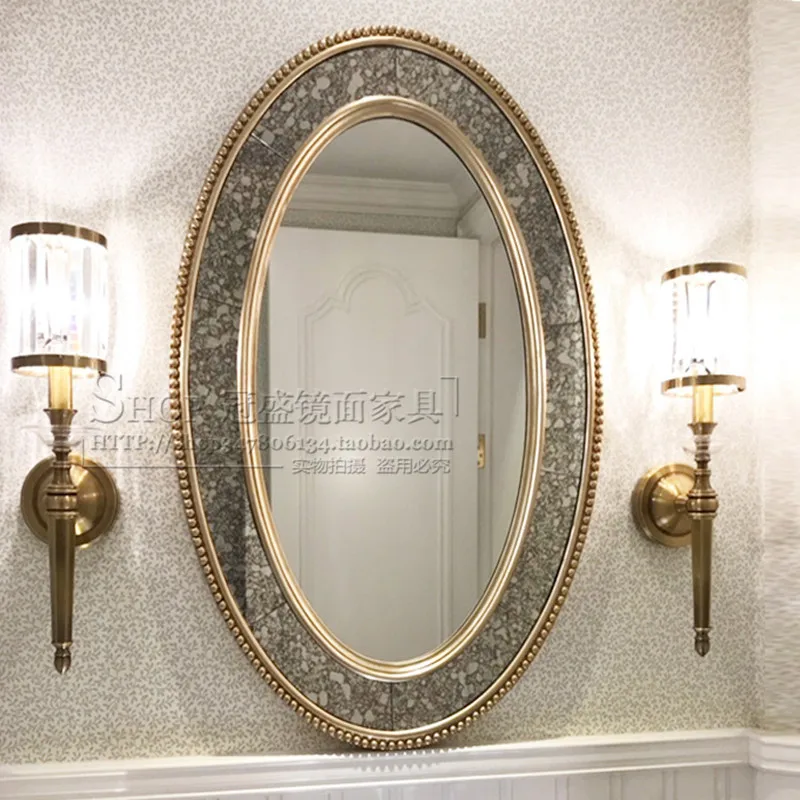 Exuberant neoclassical vanity mirror, sink, toilet wall-mounted bedroom decorative mirror