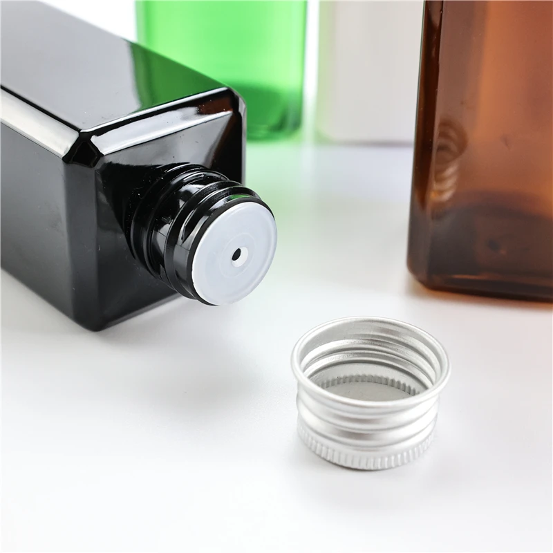 Multicolor 150ml x 40 Empty Square Plastic Bottles With Aluminum Screw Cap PET Essential Oil Cleaning Oil Travel Packing Bottles