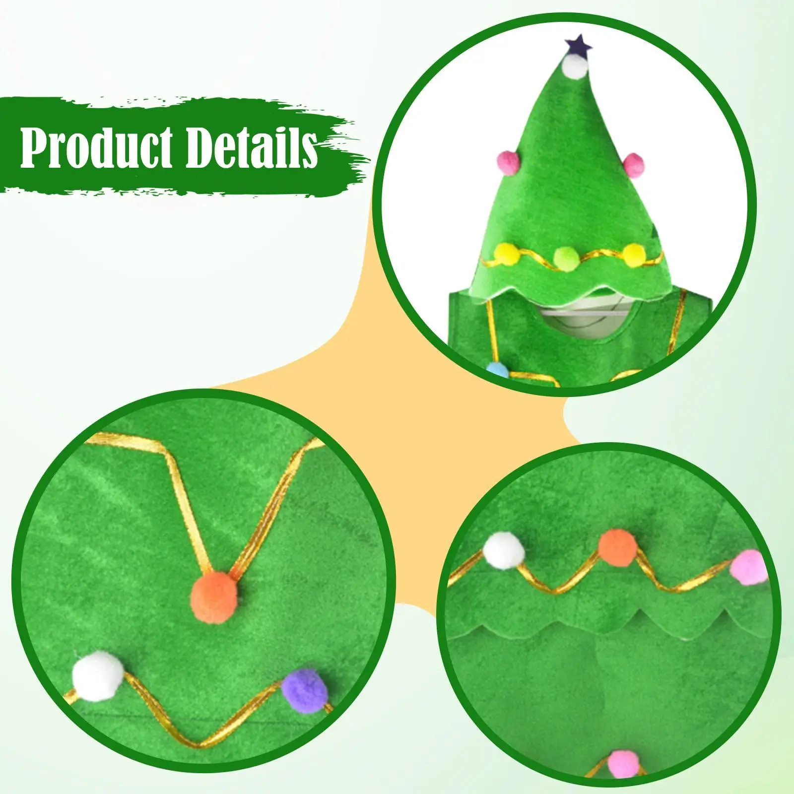 زي شجرة عيد الميلاد للأطفال بدون أكمام، فستان تنكرية وقبعة للعب الأدوار، لوازم حفلات الكرنفال التنكرية #5
