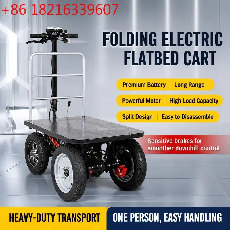 Lithium Battery Electric Flatbed Tricycle Construction Site Cement Trolley Delivery Truck