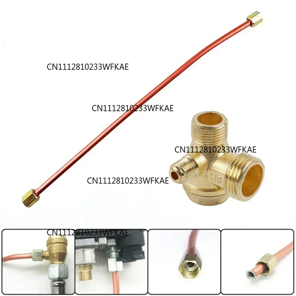 4Pcs Set Air Compressor 3-Port Zinc Alloy Check Valve & 400mm Exhaust Tube For Air Compressor Replacement Accessories