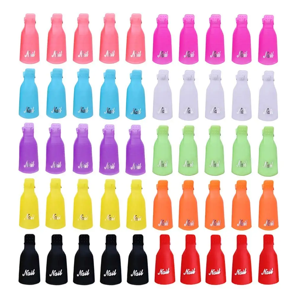 100 Pcs Acrylic Nail Clips Caps for Remover Cleaner Tool, 10 Colors - Nail Polish Remover Clips
