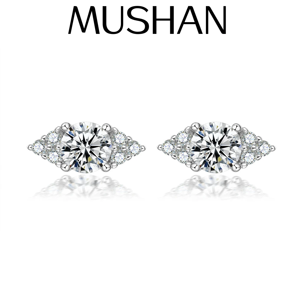 

MuShan Jewelry 925 Sterling Silver Stud Earrings Dangle High Carbon Diamond Classic Fine Jewelry Women Earring Fine Jewelry