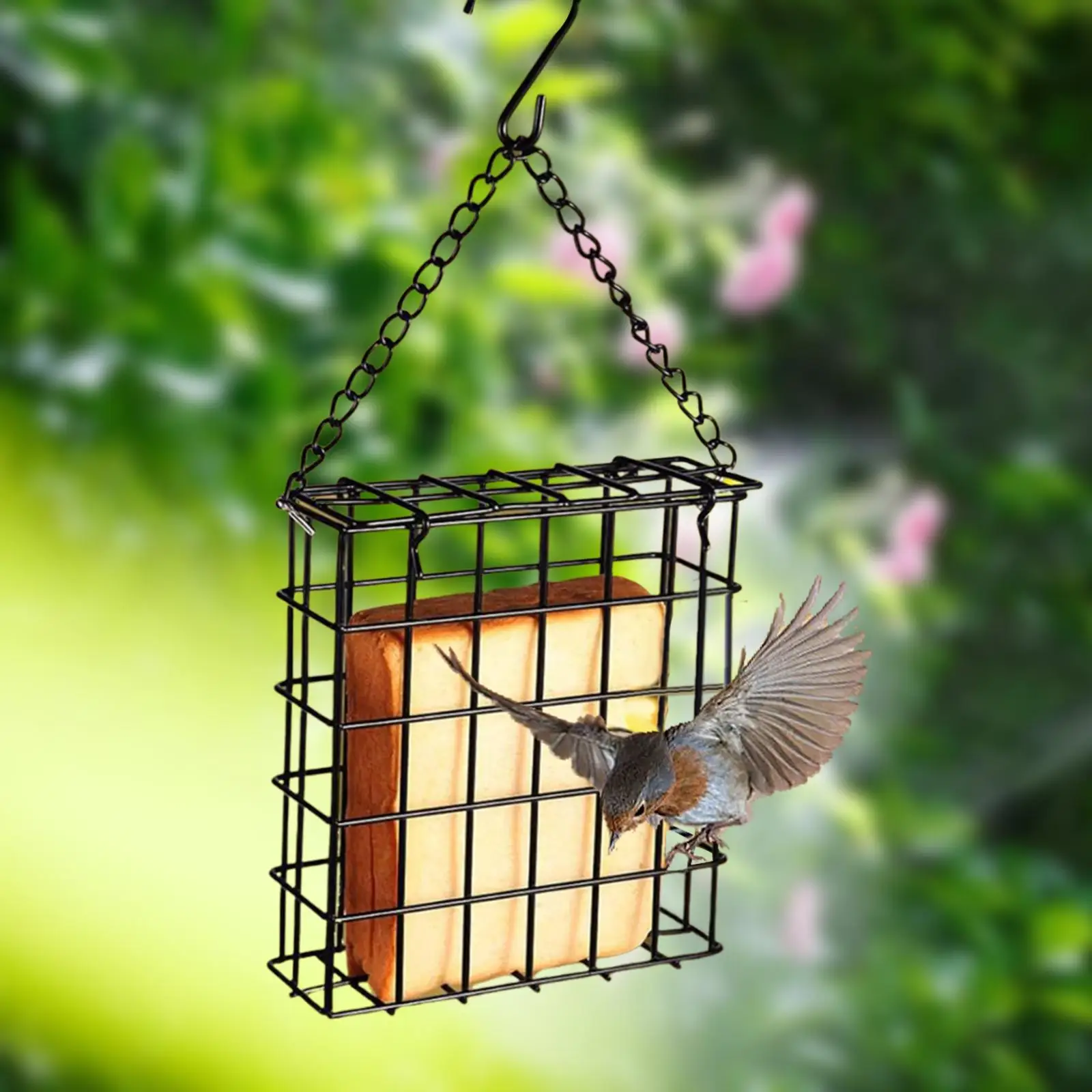 Comedero colgante para pájaros de exterior con gancho y cadena - imagen 4