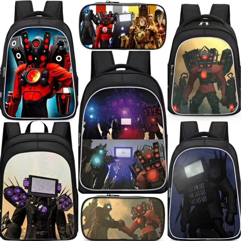 Skibidi Toilet Backpack For School Bag Titans Cameraman Lunch Box Skibidi Mochila Speaker Tv Man Woman Pencil Case Bookbag Kid