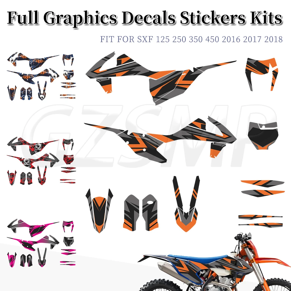 

Мотоциклетные графические наклейки, деко-наклейки, фоновые наборы, подходят для 250 350 450 SX-F XC-F 2016-18 SX 125 450
