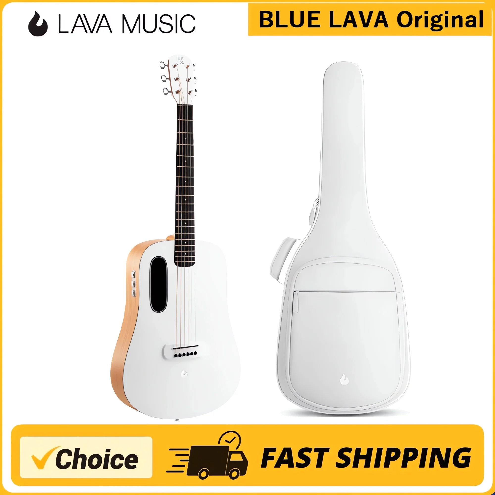 BLUE LAVA FreeBoost Smart Guitar 36 Inch Travel Acoustic Guitar with Tuner Recording and Beat Functions Beginner Guitar