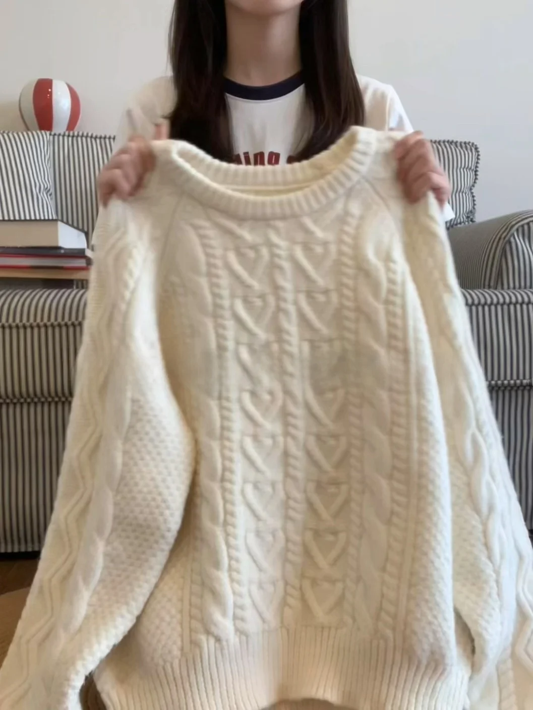 

Корейский Sle Pure Color круглый свободный витой свитер Осень-зима Мягкий вязаный топ для маленьких фигурок Высококачественный ...