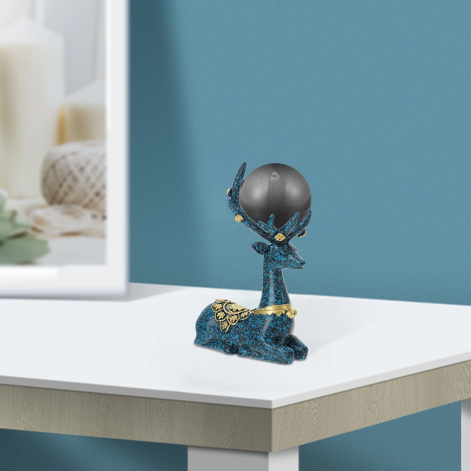 

1Pcs Elk Crystal Ball Stand Premium Resin Base Creative Vintage Decor for Crystal Balls Jade Statues Smooth Finish Small