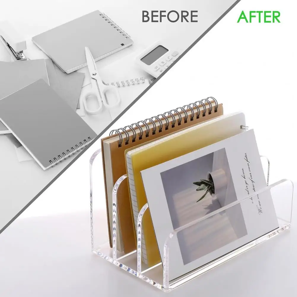 Mail Organizer Letter Holder Mail Organizer Vertical File Sorter Desk Organizer with 3 Compartments for Office Supplies High