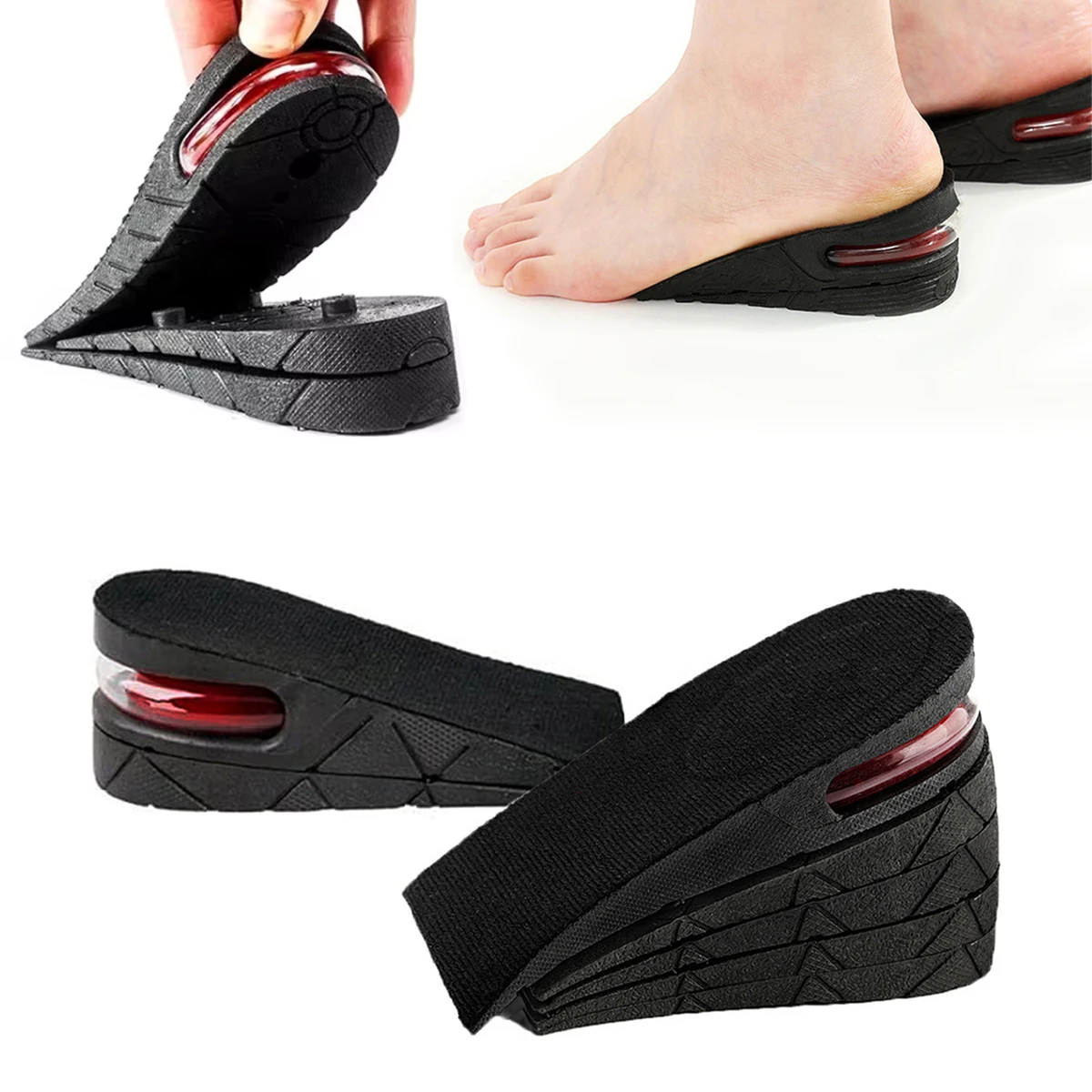Air Cushion Height Increasing Insoles 1 Pair Invisible Heel Lift Inserts for Men Women Shoe Pad Unisex